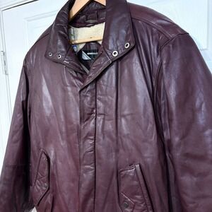 Vintage Members Only Oxblood‎ Leather Jacket Mens L Sherpa Lined 80s 90s Bomber